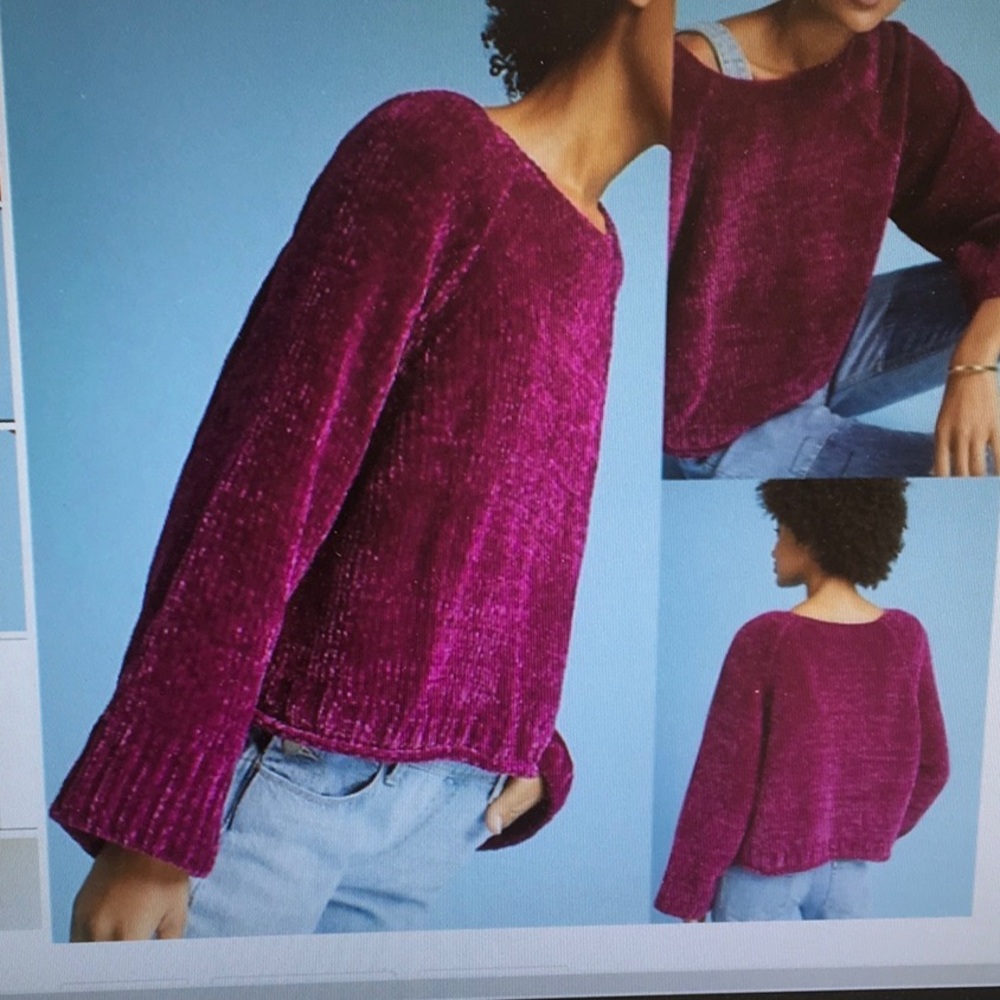 MOTH/“MAGENTA”RIBBED VALOR CHENILLE SWEATER /NEW